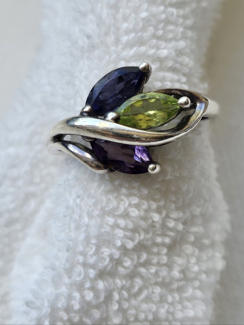 Gemstone "Leaves" Sterling Silver Ring